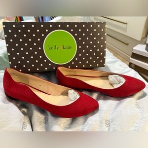 Kelly & Katie Red Suede Pointed Toe Flats Size 8
